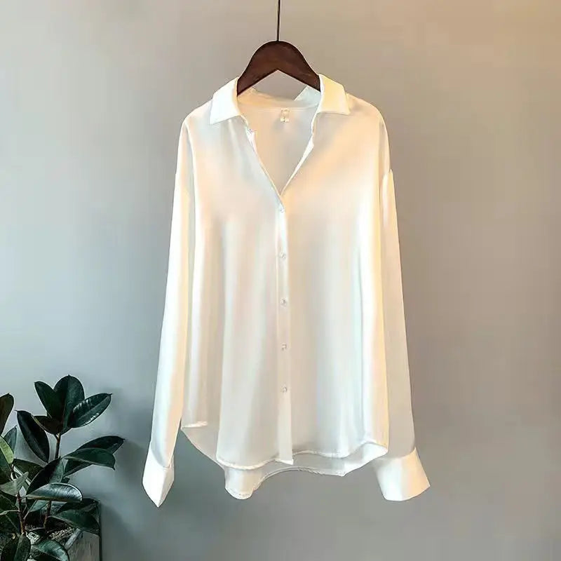 Woman Casual Top - Korean Long Sleeve Button Elegance