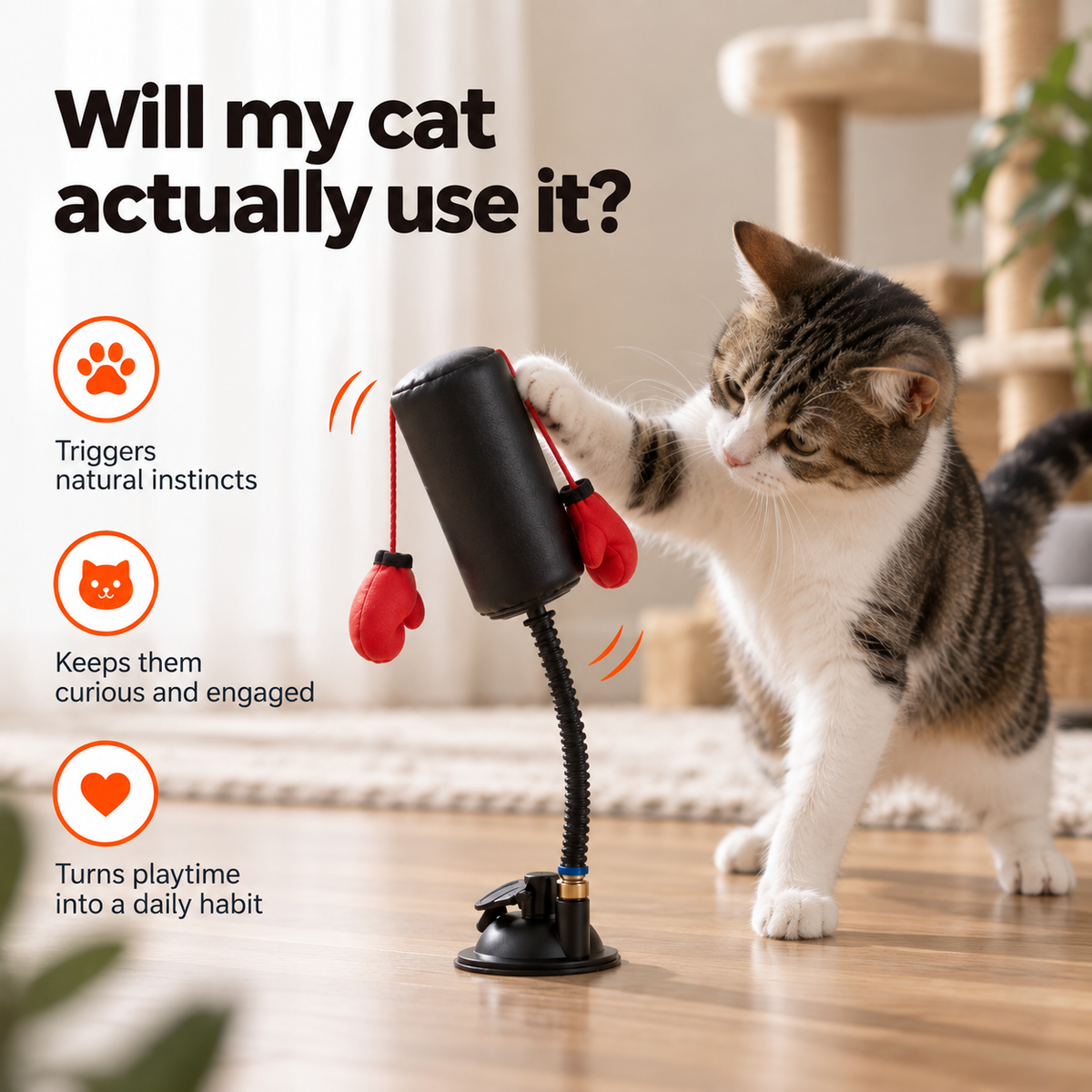 Interactive Cat Boxing Toy – Indoor Cat Enrichment & Exercise
