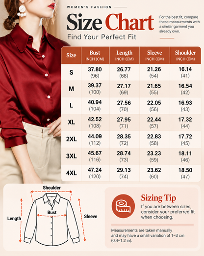 Women's Korean-Style Long Sleeve Button Blouse