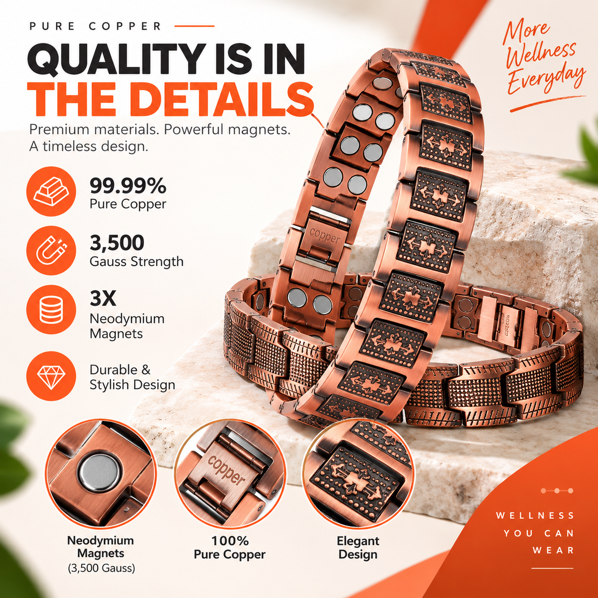 Pure Copper Magnetic Bracelet - Ease Everyday Discomfort