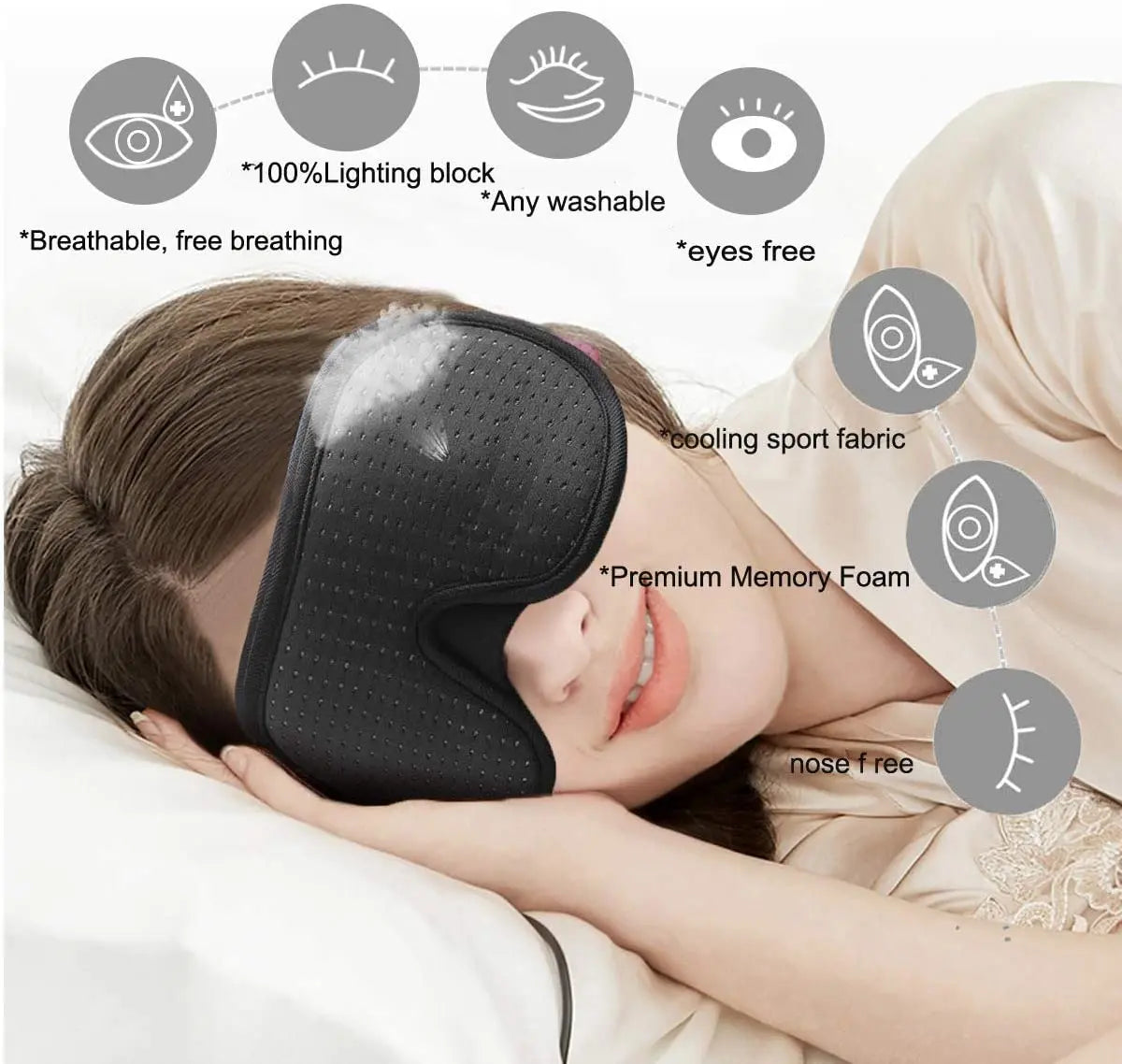 3D Soft Mask for Sleep with Lights Blockout