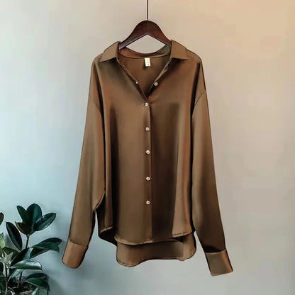 Woman Casual Top - Korean Long Sleeve Button Elegance