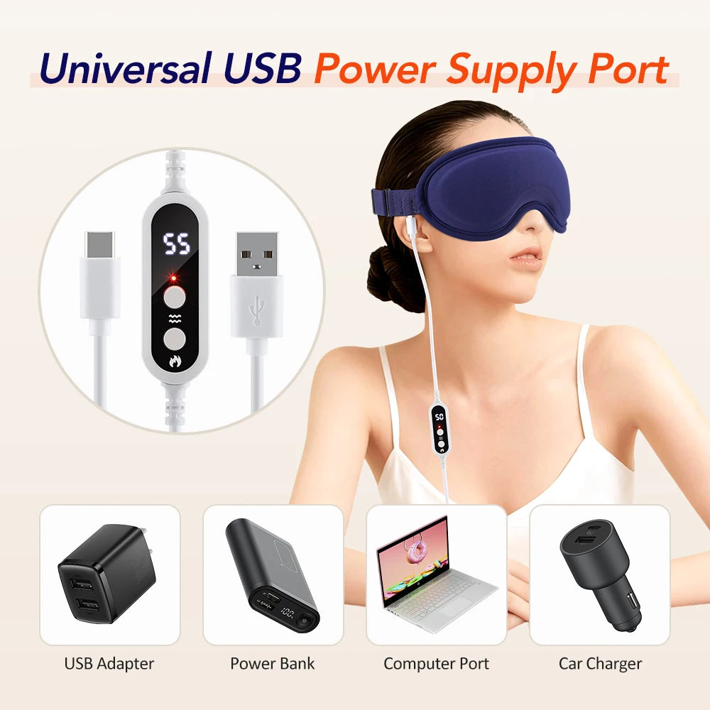 Heated Eye Mask for Dry Eyes – Rechargeable 3D Heat Massage Mask