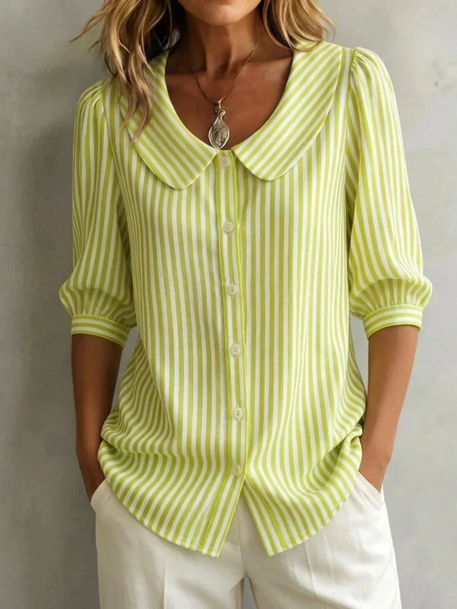 Casual Striped Shirt For Women - Elegant Youth