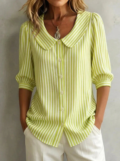 Casual Striped Shirt For Women - Elegant Youth