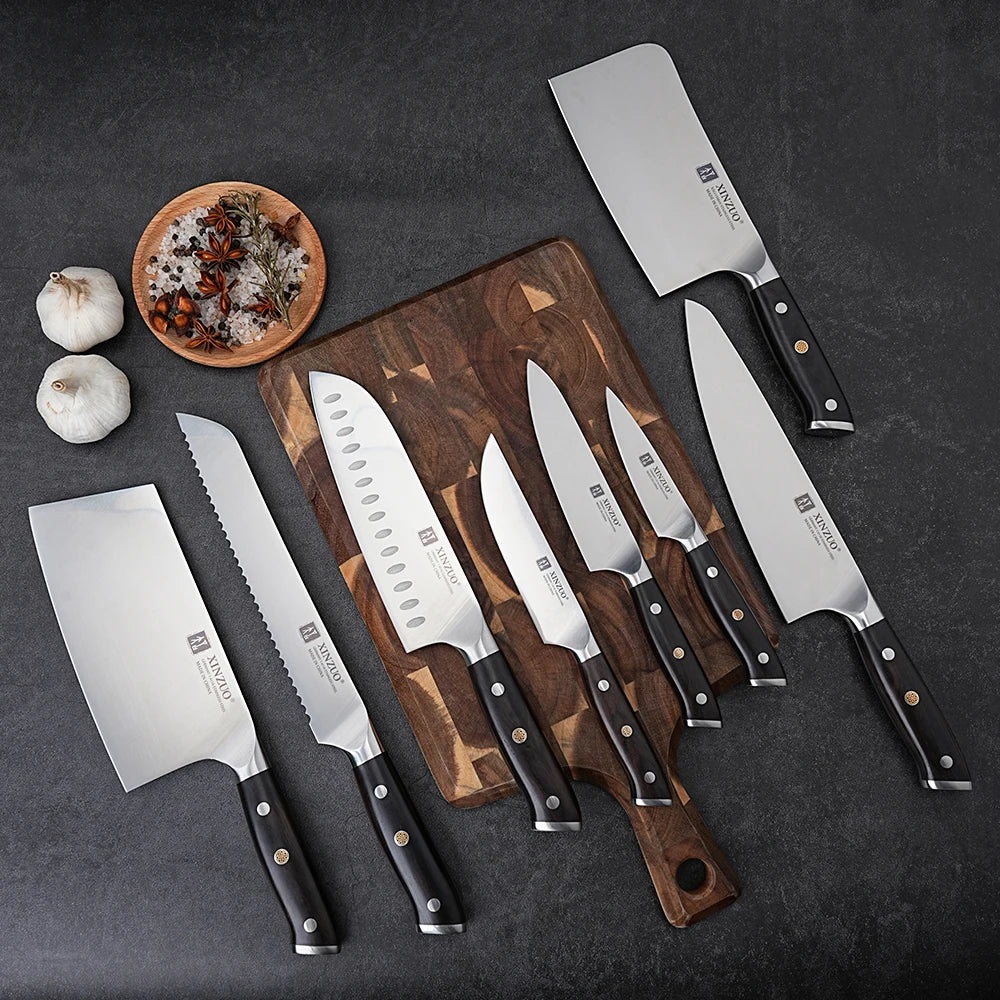 XINZUO Stainless Steel Chef Knife with Black Ebony Handles
