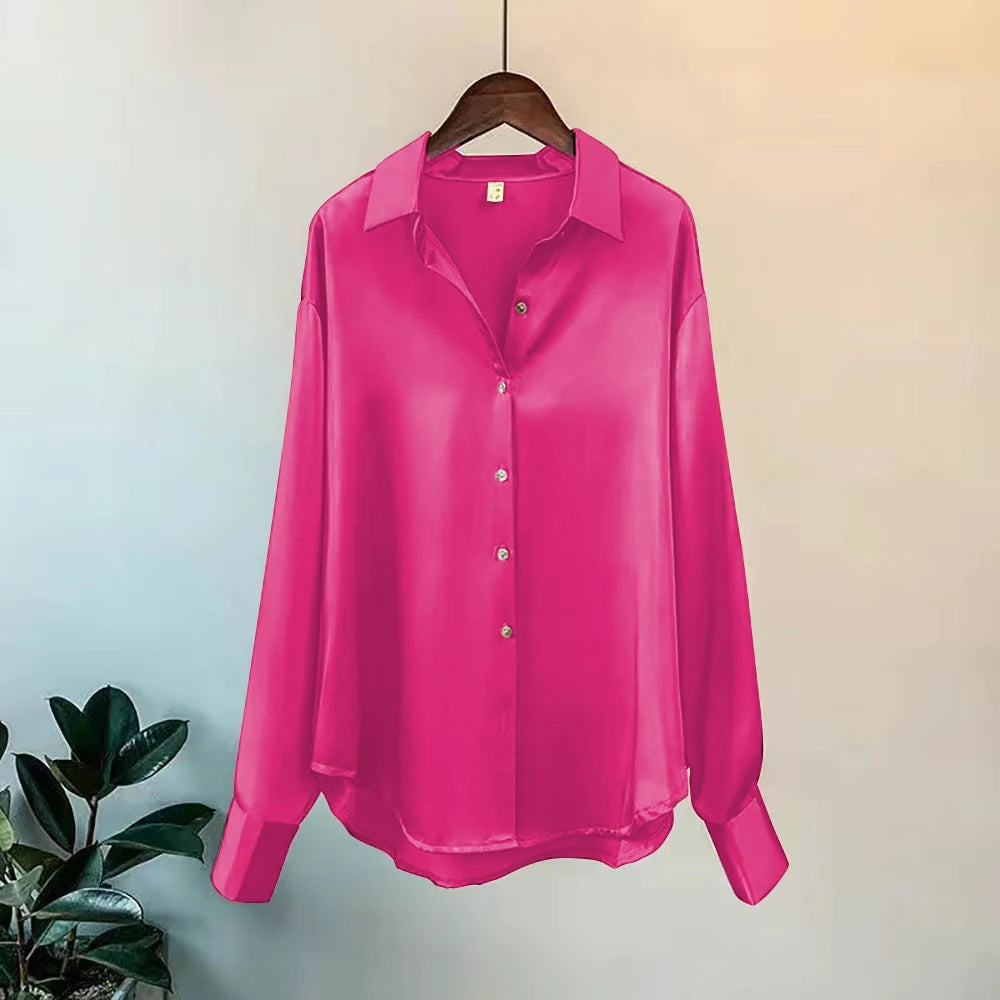 Woman Casual Top - Korean Long Sleeve Button Elegance