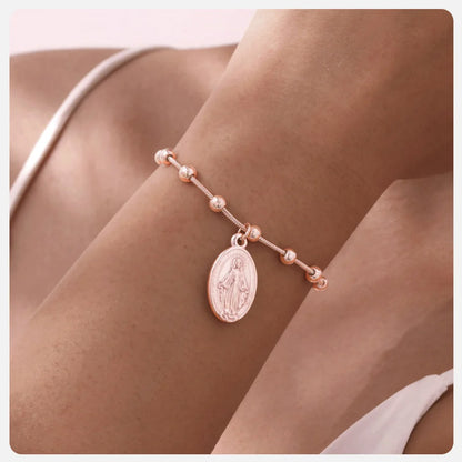 Faith Rosary Bracelet – Gold Plated Cross & Virgin Mary Charm