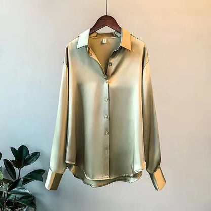 Woman Casual Top - Korean Long Sleeve Button Elegance