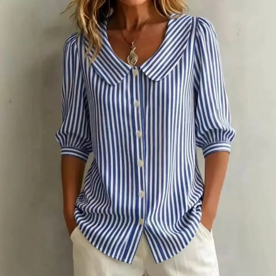 Casual Striped Shirt For Women - Elegant Youth