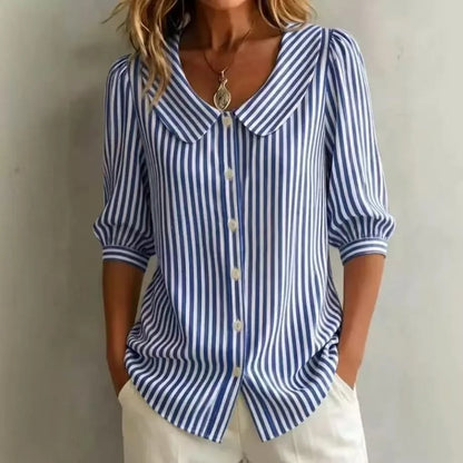 Casual Striped Shirt For Women - Elegant Youth