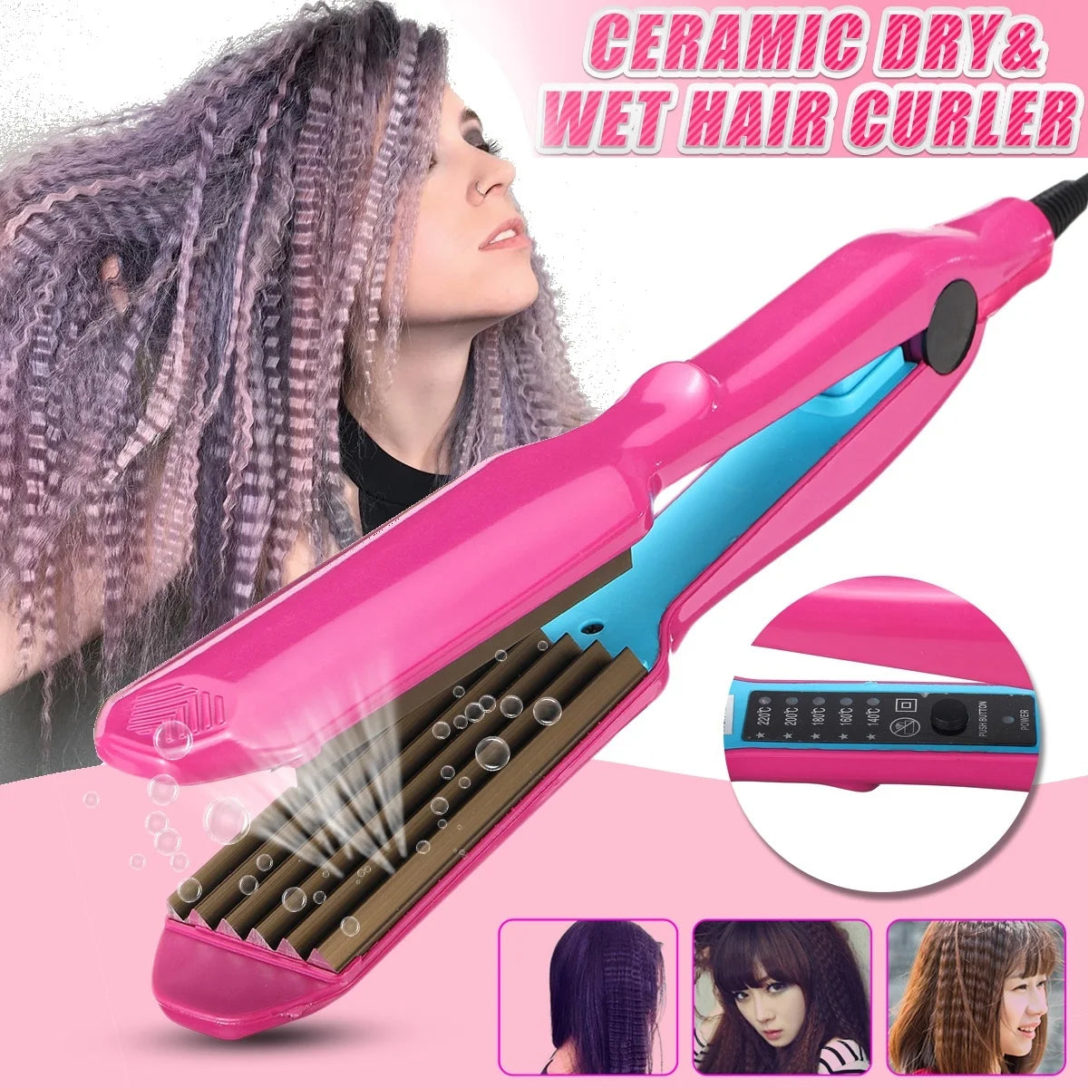 Professional Hair Crimper Curler Dry & Wet