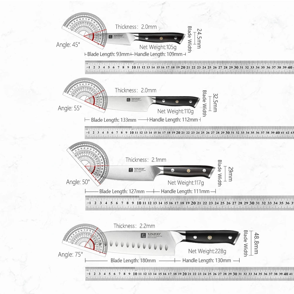 XINZUO Stainless Steel Chef Knife with Black Ebony Handles