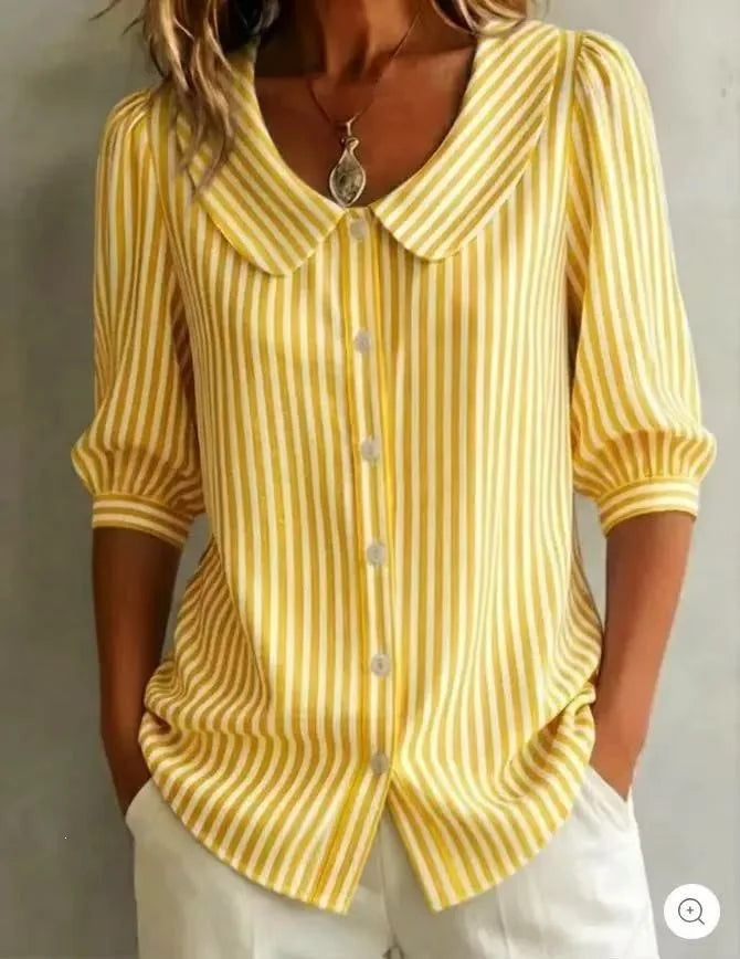 Casual Striped Shirt For Women - Elegant Youth