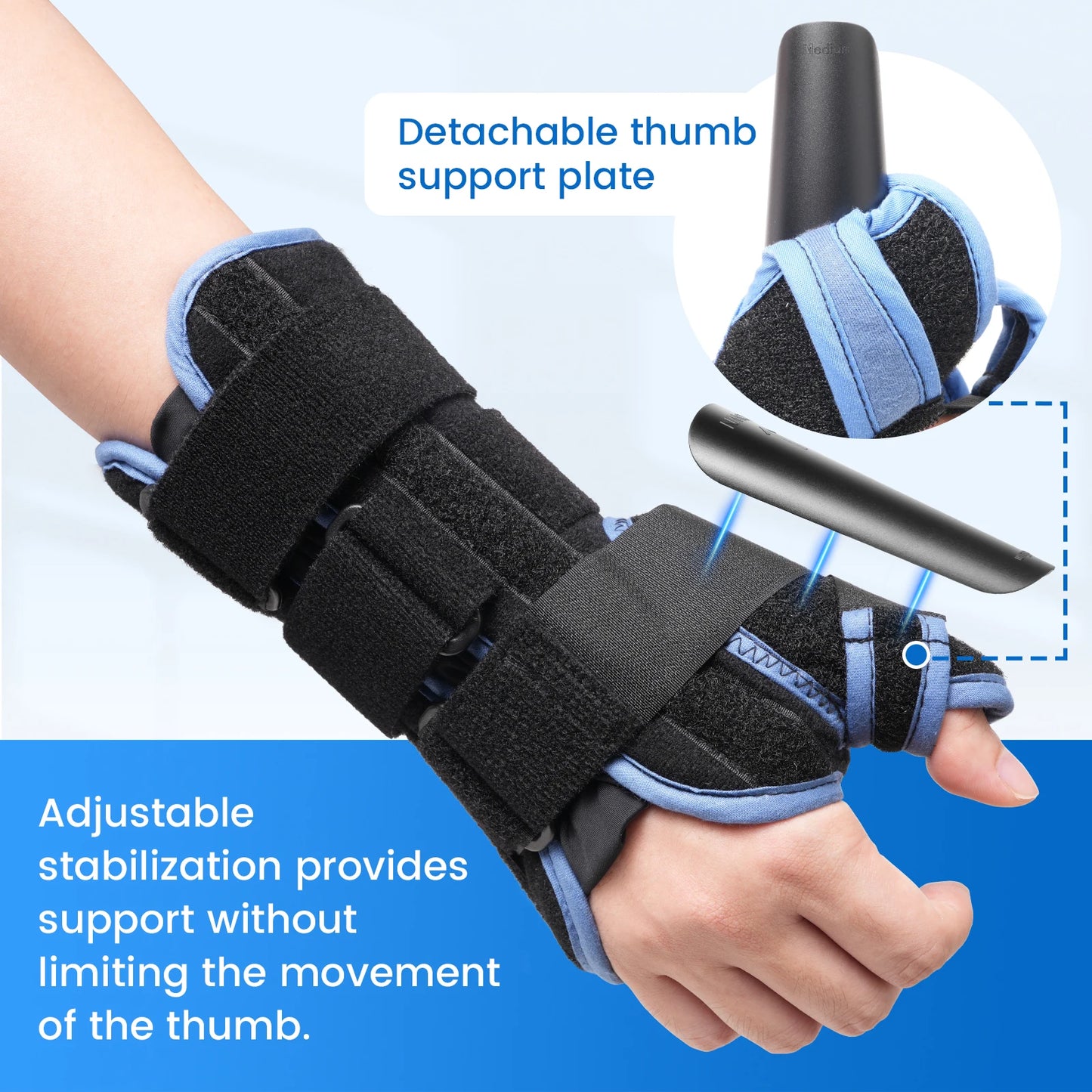 VELPEAU Wrist Splint Medical with Adjustable Thumb Support