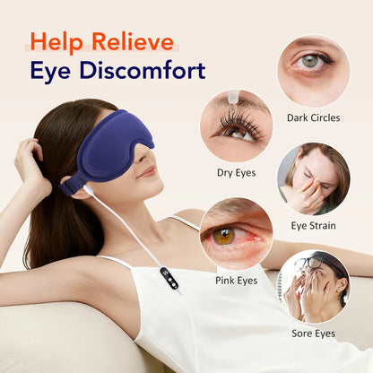 Heated Eye Mask for Dry Eyes – Rechargeable 3D Heat Massage Mask