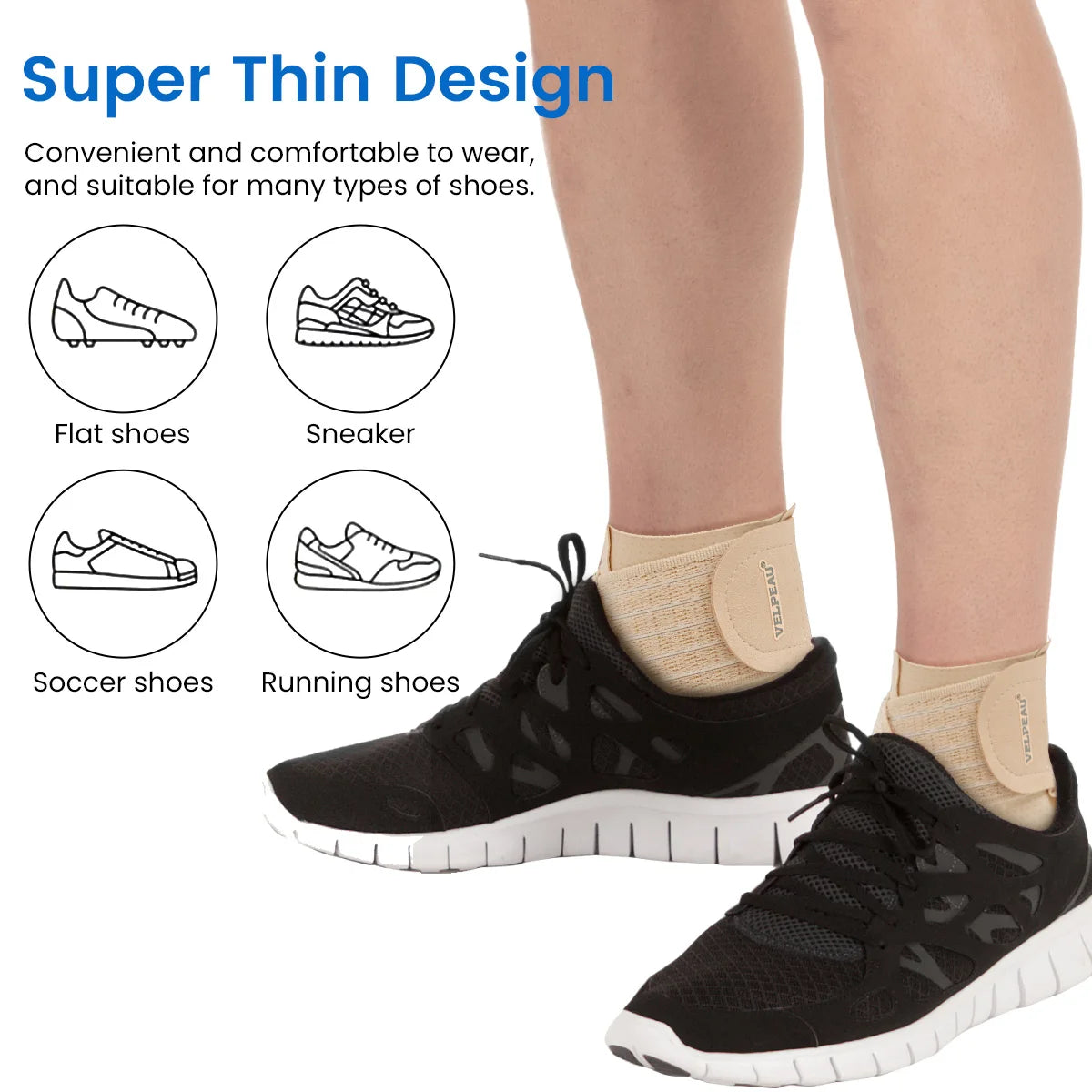 VELPEAU Ankle Compression Sleeve - Universal for Both Feet
