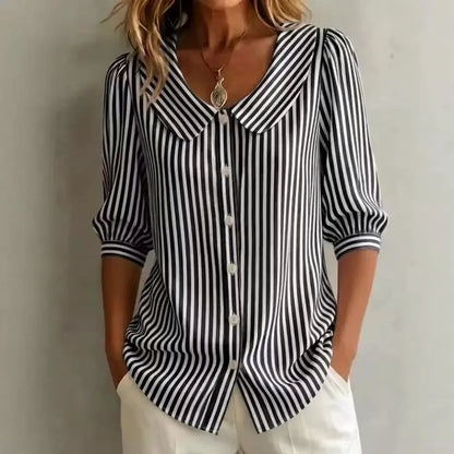Casual Striped Shirt For Women - Elegant Youth