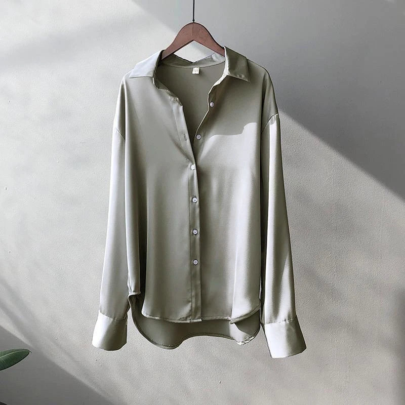 Woman Casual Top - Korean Long Sleeve Button Elegance