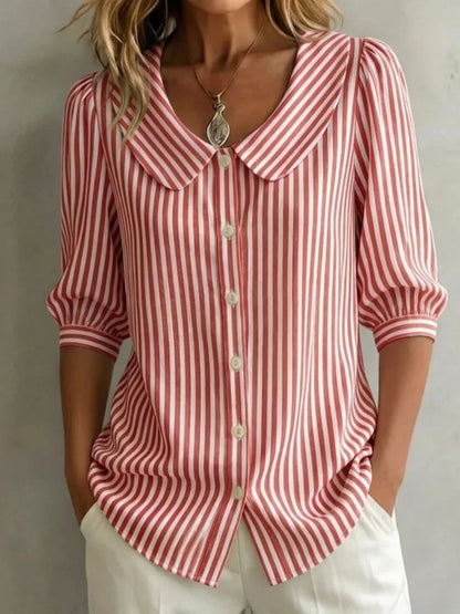 Casual Striped Shirt For Women - Elegant Youth