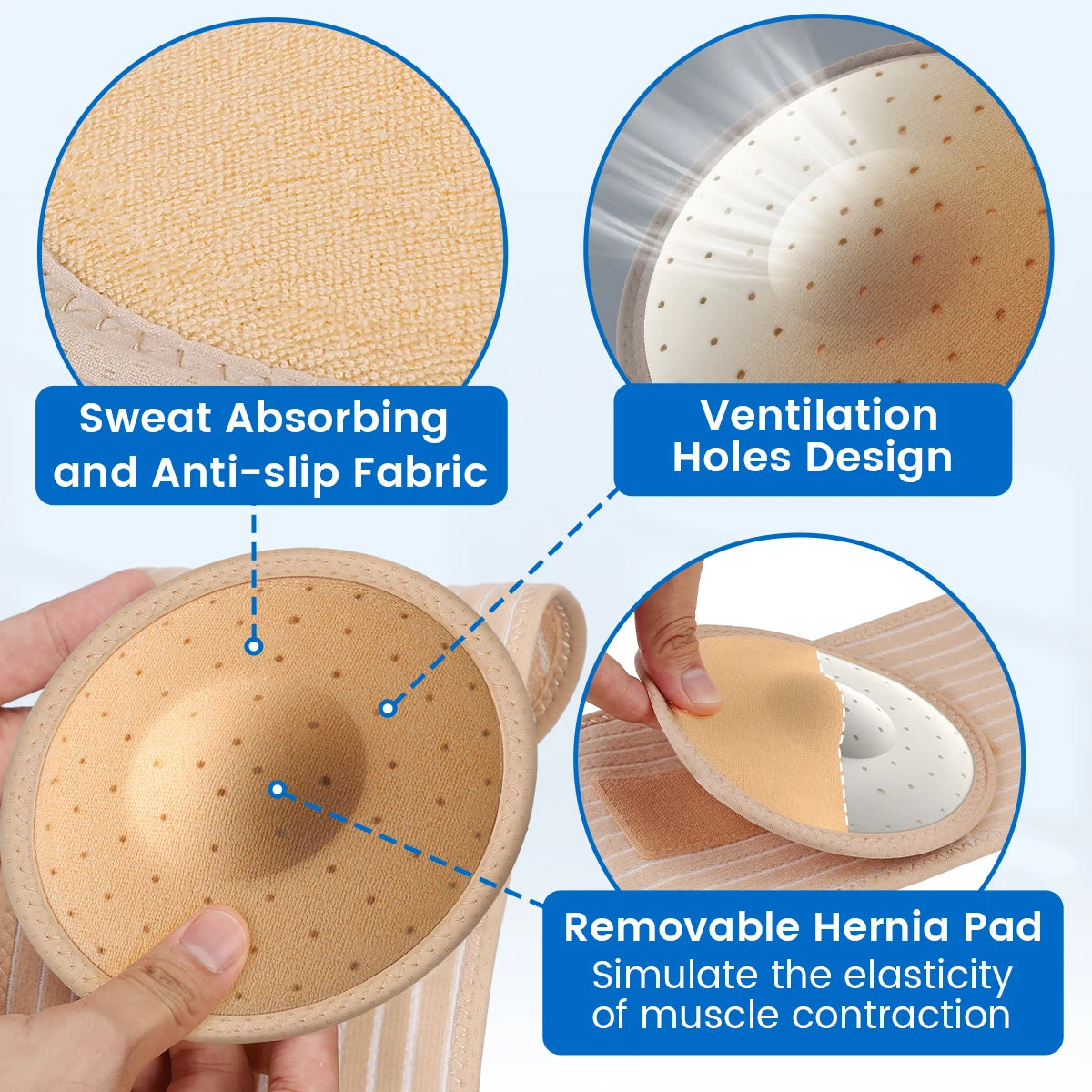 VELPEAU Umbilical Hernia Belt with Removable Compression Pad