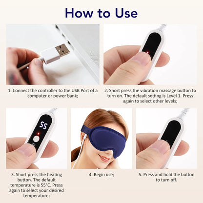 Heated Eye Mask for Dry Eyes – Rechargeable 3D Heat Massage Mask