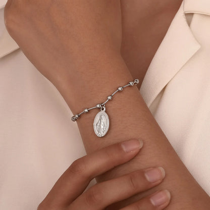 Faith Rosary Bracelet – Gold Plated Cross & Virgin Mary Charm