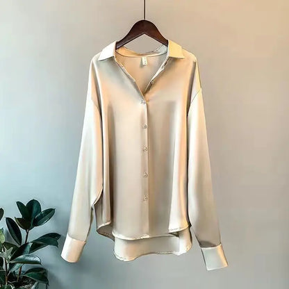 Woman Casual Top - Korean Long Sleeve Button Elegance