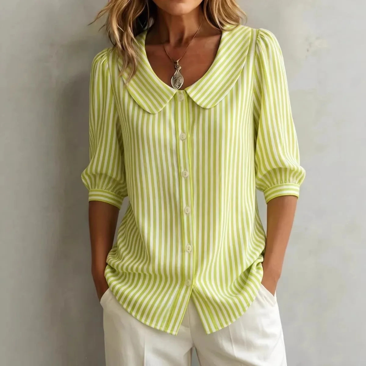 Casual Striped Shirt For Women - Elegant Youth