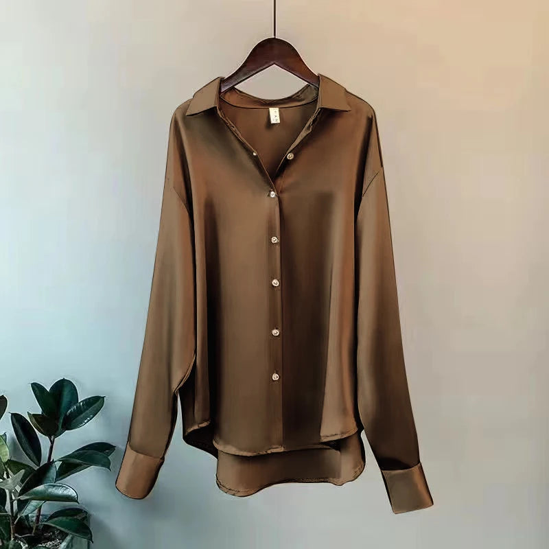 Woman Casual Top - Korean Long Sleeve Button Elegance