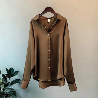 Woman Casual Top - Korean Long Sleeve Button Elegance