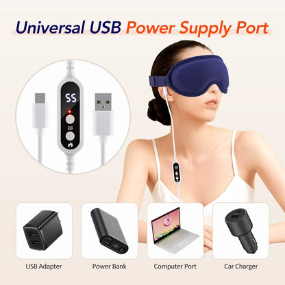 Heated Eye Mask for Dry Eyes – Rechargeable 3D Heat Massage Mask