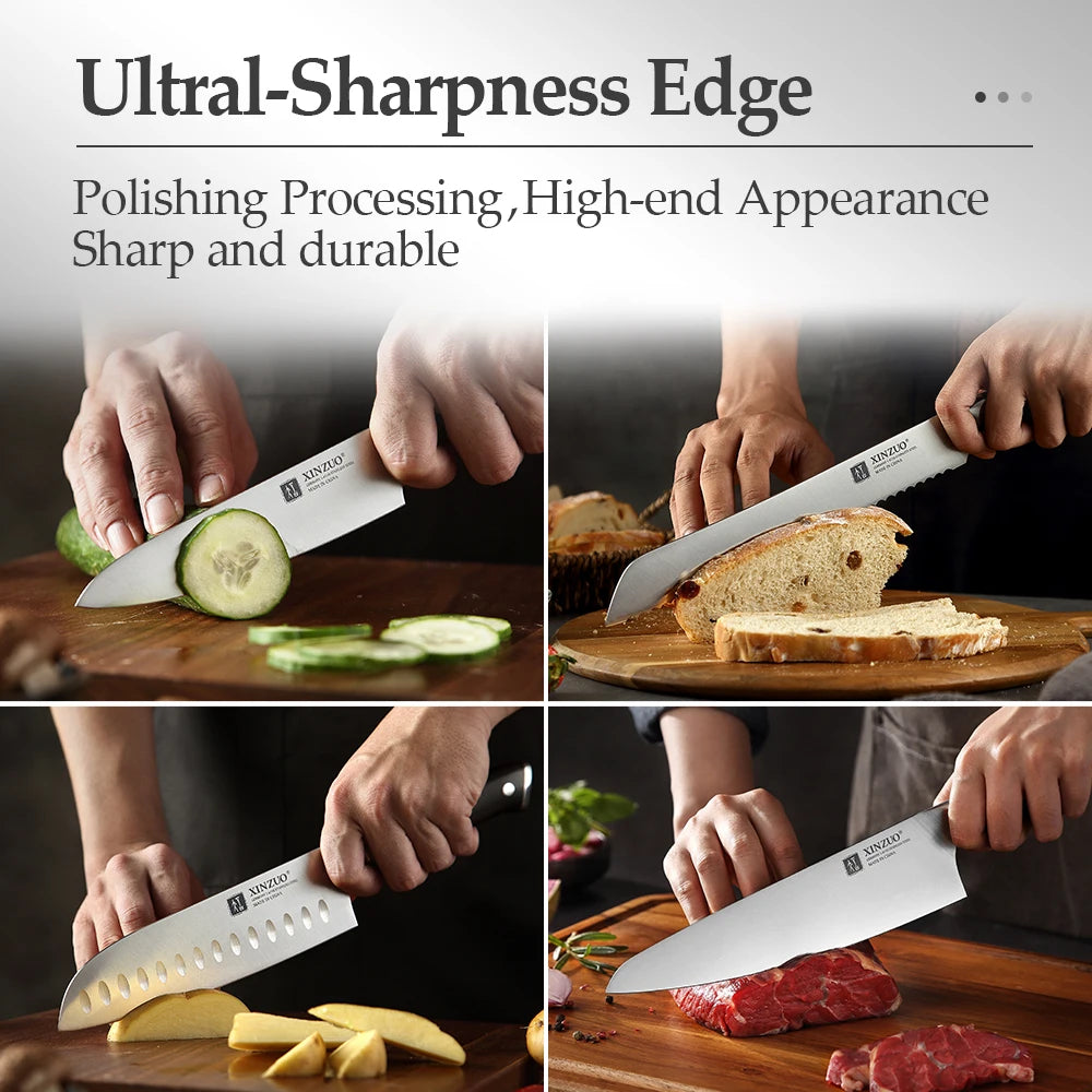 XINZUO Stainless Steel Chef Knife with Black Ebony Handles