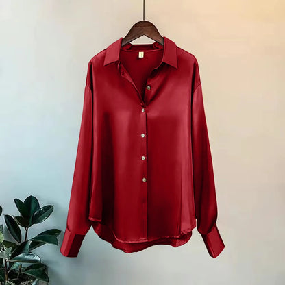 Woman Casual Top - Korean Long Sleeve Button Elegance