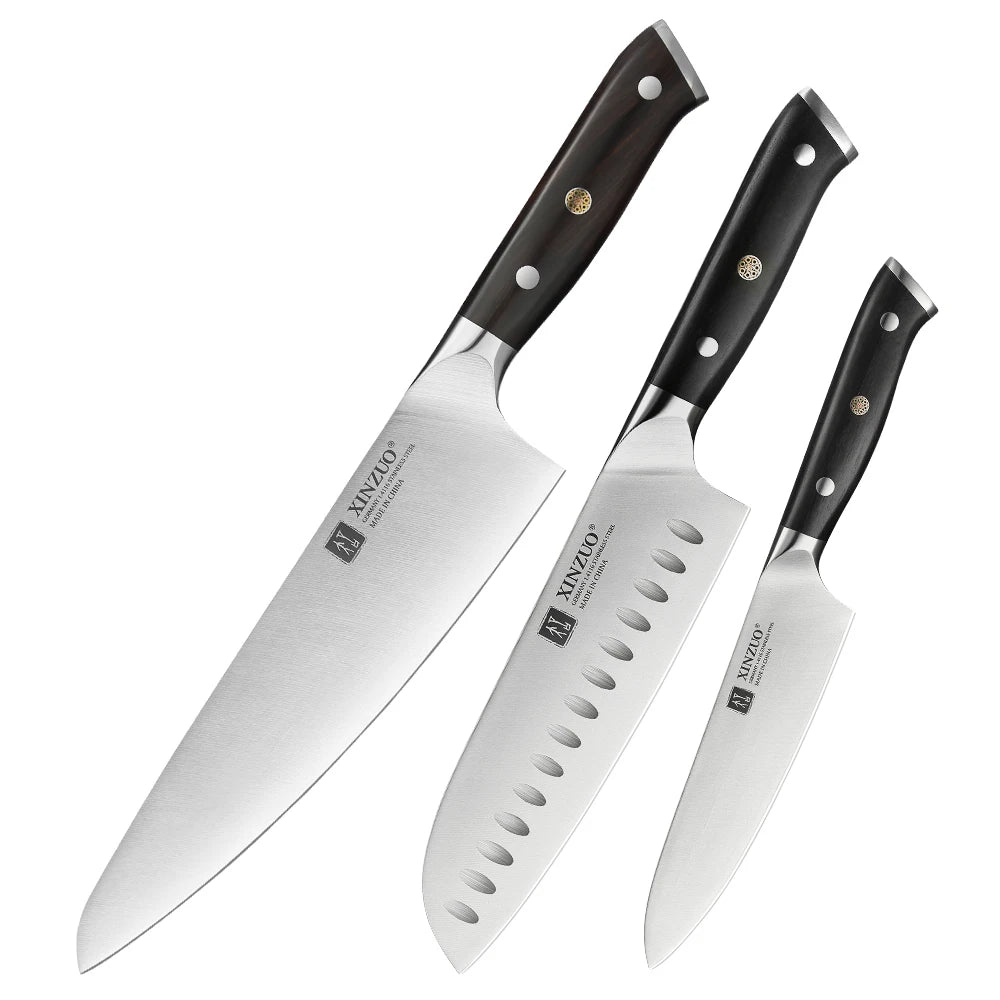 XINZUO Stainless Steel Chef Knife with Black Ebony Handles