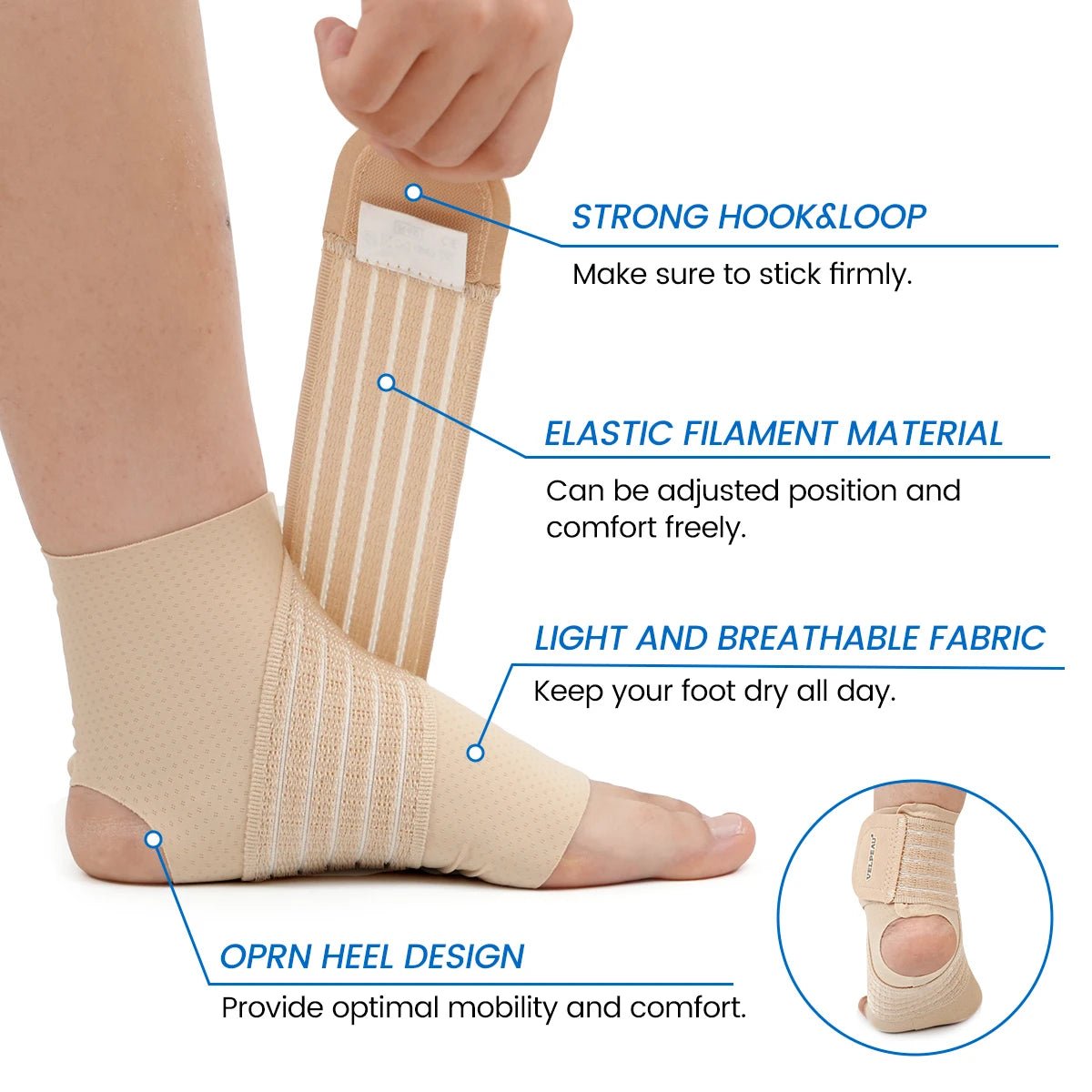 VELPEAU Ankle Compression Sleeve - Universal for Both Feet