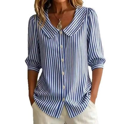 Casual Striped Shirt For Women - Elegant Youth