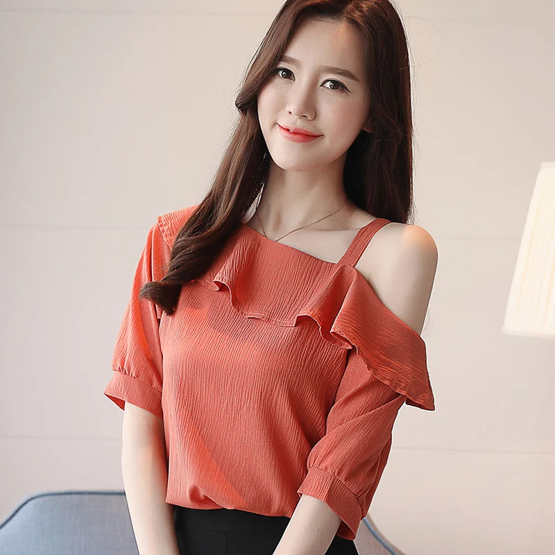 Women's Short-sleeved Chiffon Blouse