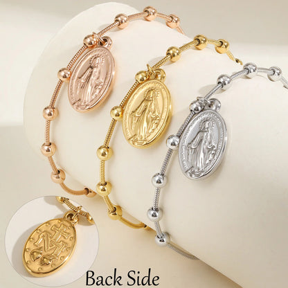 Faith Rosary Bracelet – Gold Plated Cross & Virgin Mary Charm