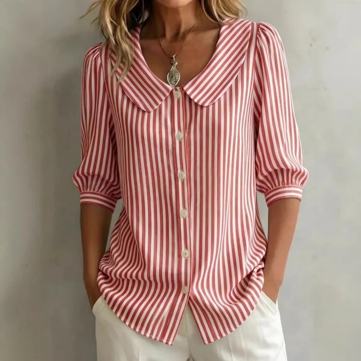 Casual Striped Shirt For Women - Elegant Youth