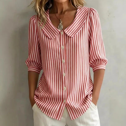 Casual Striped Shirt For Women - Elegant Youth