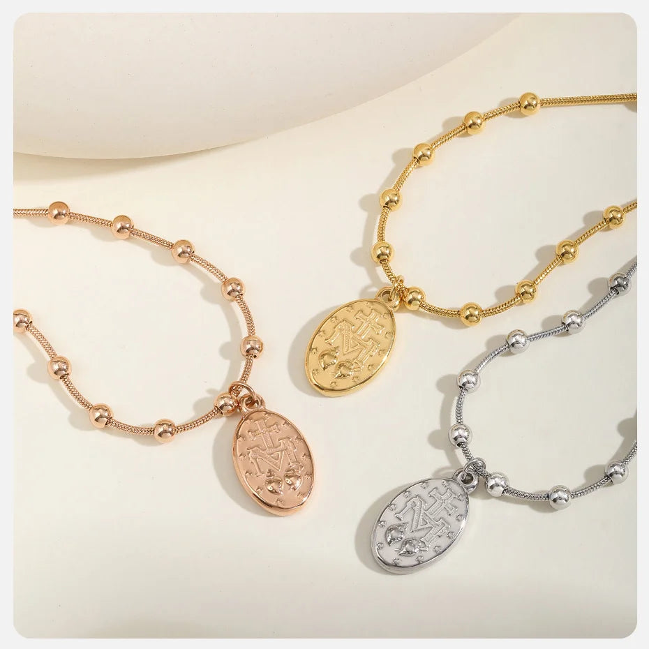 Faith Rosary Bracelet – Gold Plated Cross & Virgin Mary Charm