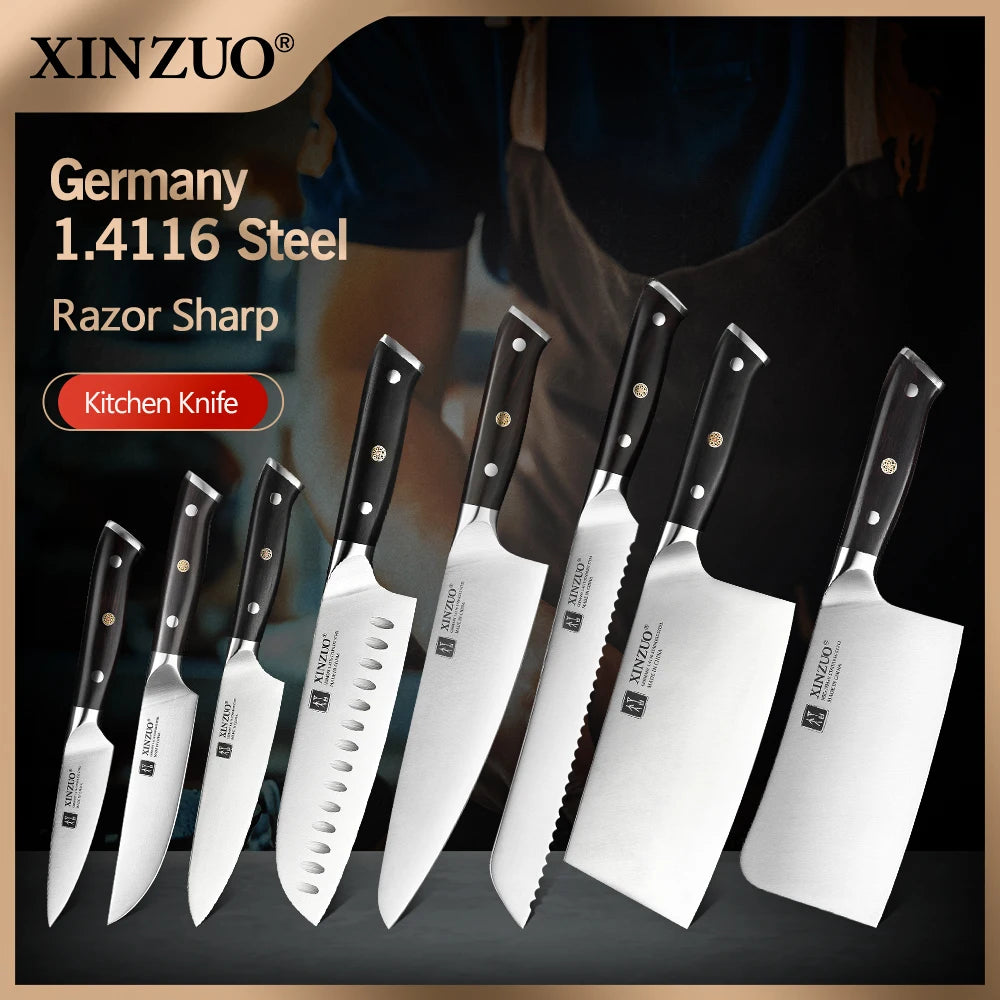 XINZUO Stainless Steel Chef Knife with Black Ebony Handles