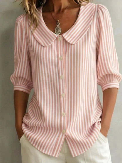 Casual Striped Shirt For Women - Elegant Youth