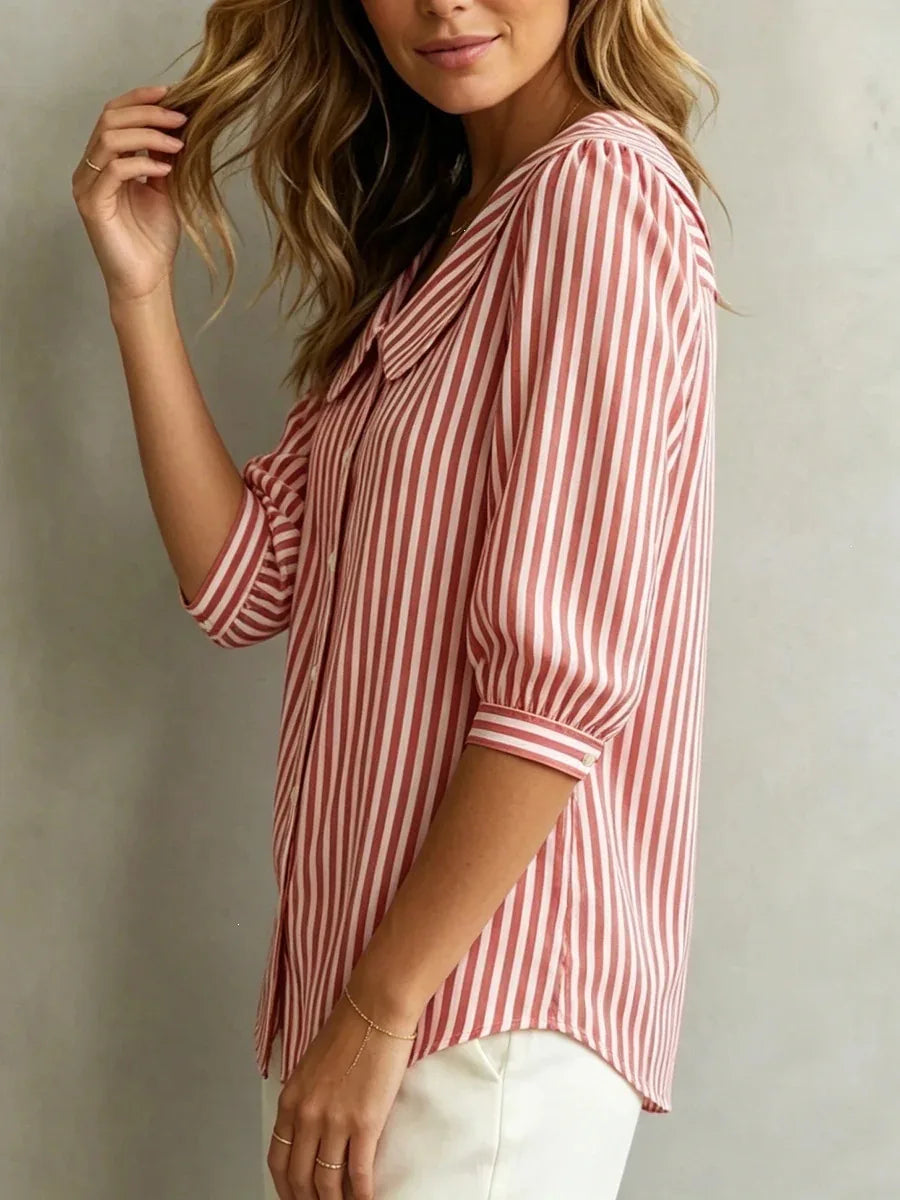 Casual Striped Shirt For Women - Elegant Youth