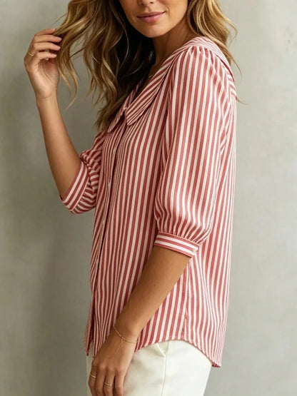 Casual Striped Shirt For Women - Elegant Youth