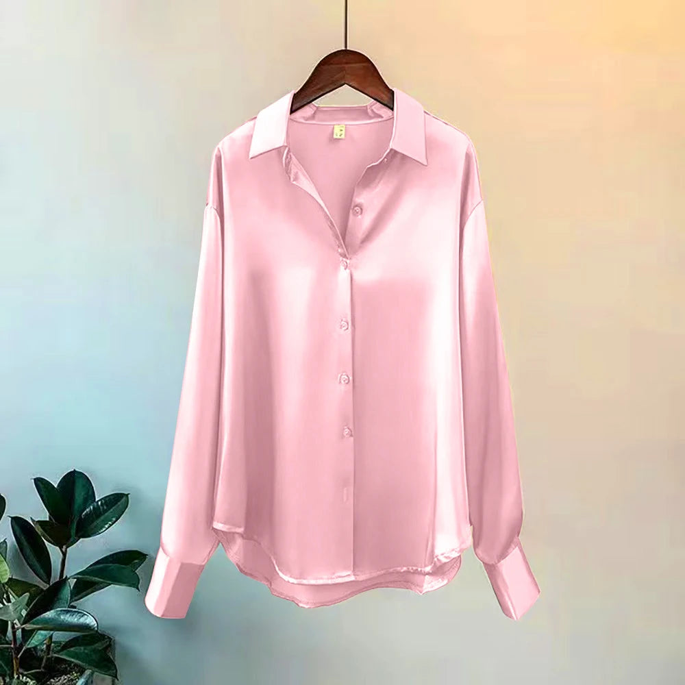 Woman Casual Top - Korean Long Sleeve Button Elegance