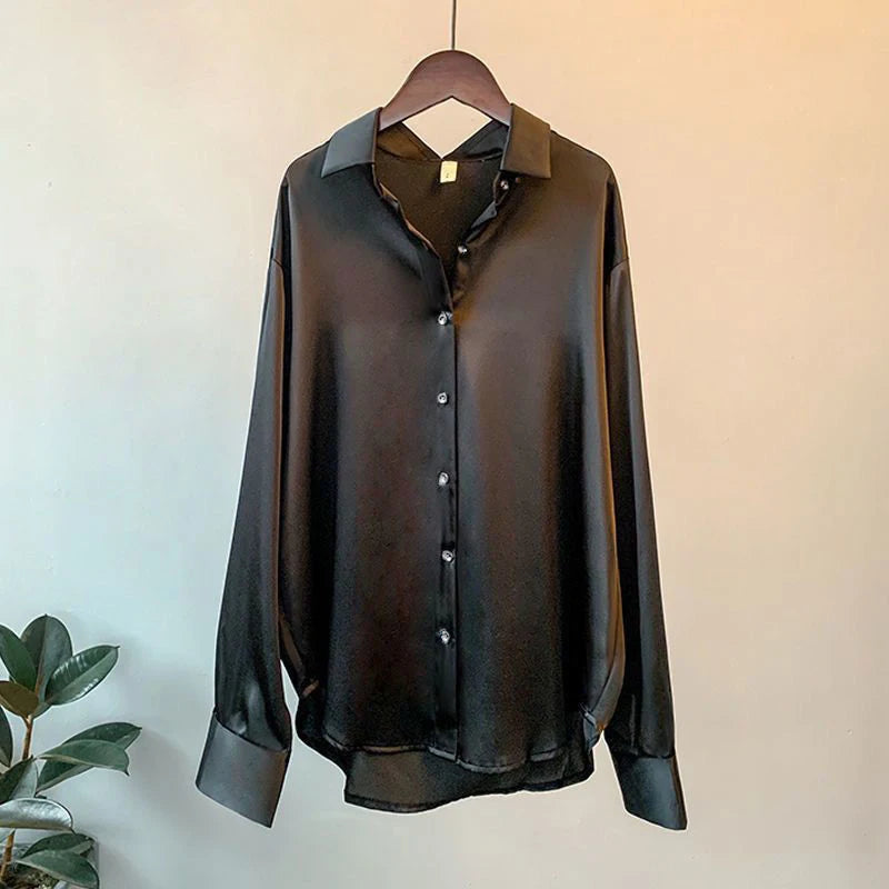 Woman Casual Top - Korean Long Sleeve Button Elegance