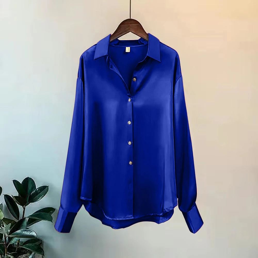 Woman Casual Top - Korean Long Sleeve Button Elegance