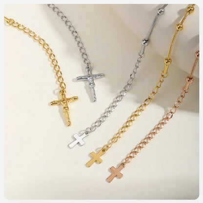 Faith Rosary Bracelet – Gold Plated Cross & Virgin Mary Charm
